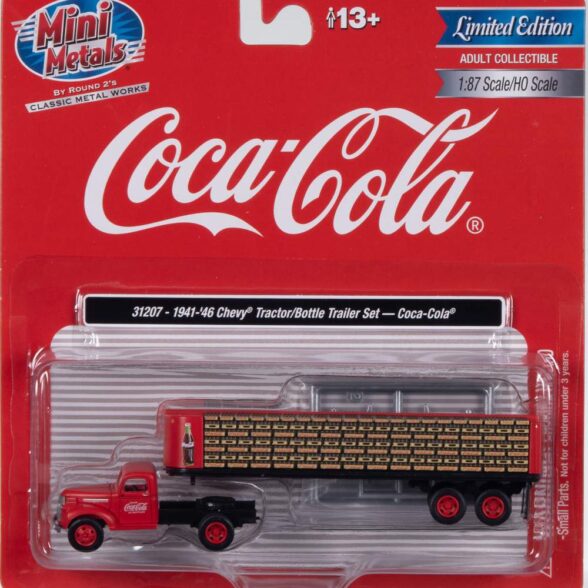 1941-1946 Chevrolet Tractor w/Flatbed Trailer & Coca-Cola Bottles (Coke Red)